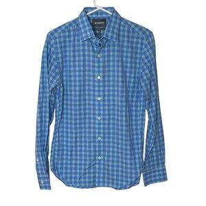 Bonobos Mens XS Plaid Button-Down Shirt Slim Fit Blue (read)